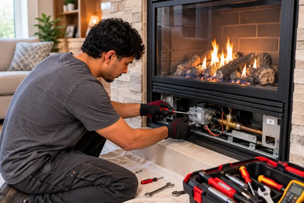 Gas Fireplace Repair in a Cozy Living Room