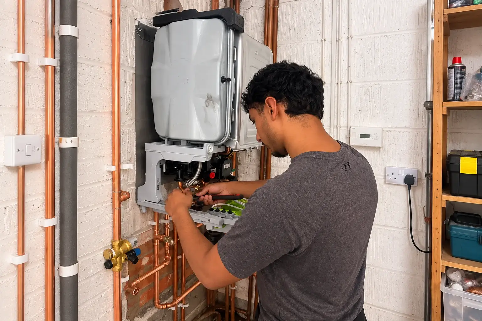 Technician-Repairing-Wall-Mounted-Boiler