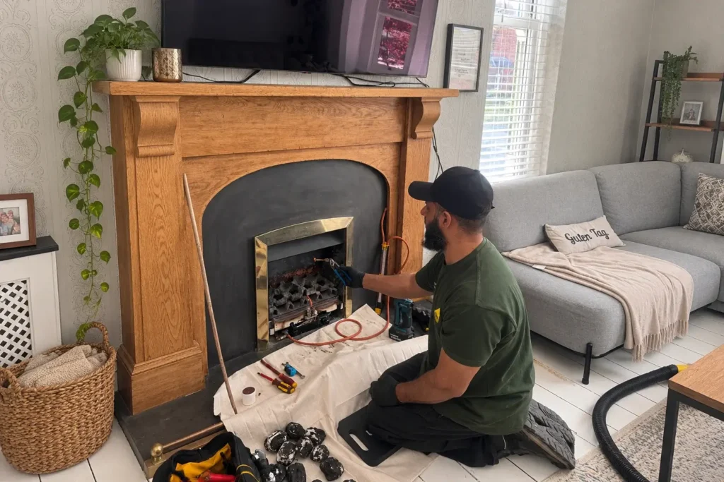 Fireplace Repair in a Cozy Living Room
